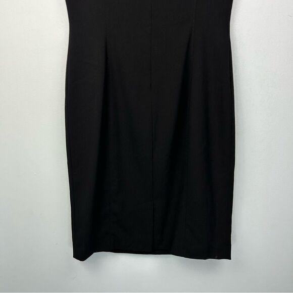 Calvin Klein Ruffle Flutter Sleeve Sheath Dress Black Back Zip Cocktail LBD Sz 4 - Picture 9 of 16